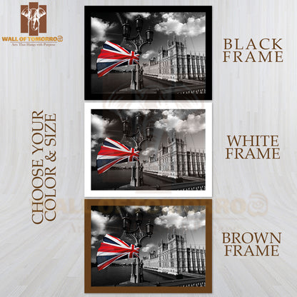 Houses Of Parliament with Flag of England, London, UK High Quality Unframed Poster Print & Waterproof Poster Print Wall Décor
