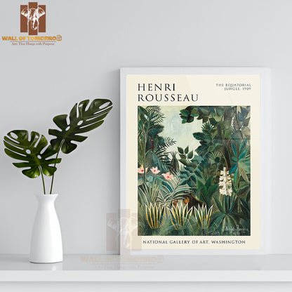The Equatorial Jungle by Henri Rousseau High Quality Glass Frame Wall Décor