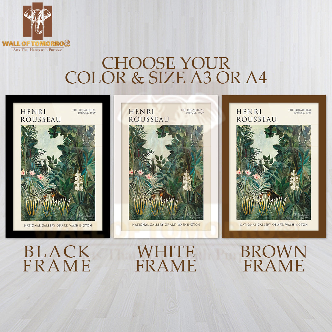 The Equatorial Jungle by Henri Rousseau High Quality Glass Frame Wall Décor