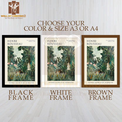 The Equatorial Jungle by Henri Rousseau High Quality Glass Frame Wall Décor