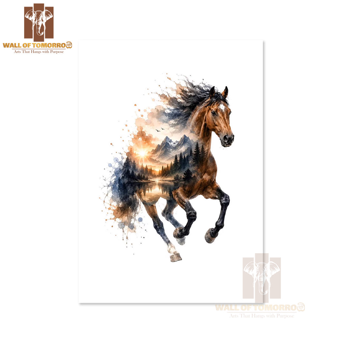 Horse with Scenery Animals High Quality Unframed Poster Print & Laminated Poster Print Wall Décor in Sri Lanka