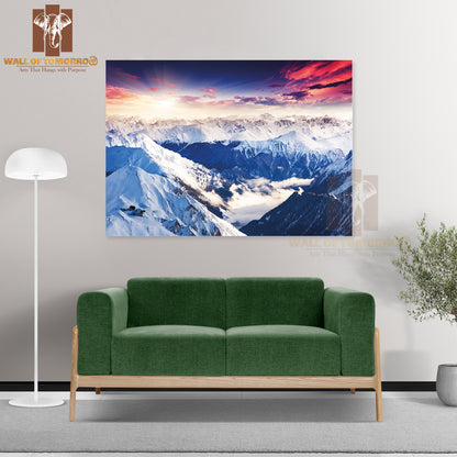 Fantastic Evening Winter Landscape, Colorful Overcast Sky High Quality Unframed Poster Print & Waterproof Poster Print Wall Décor