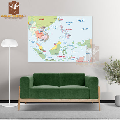 Southeast Asia Map Educational High Quality Unframed Poster Print & Waterproof Poster Print Wall Décor
