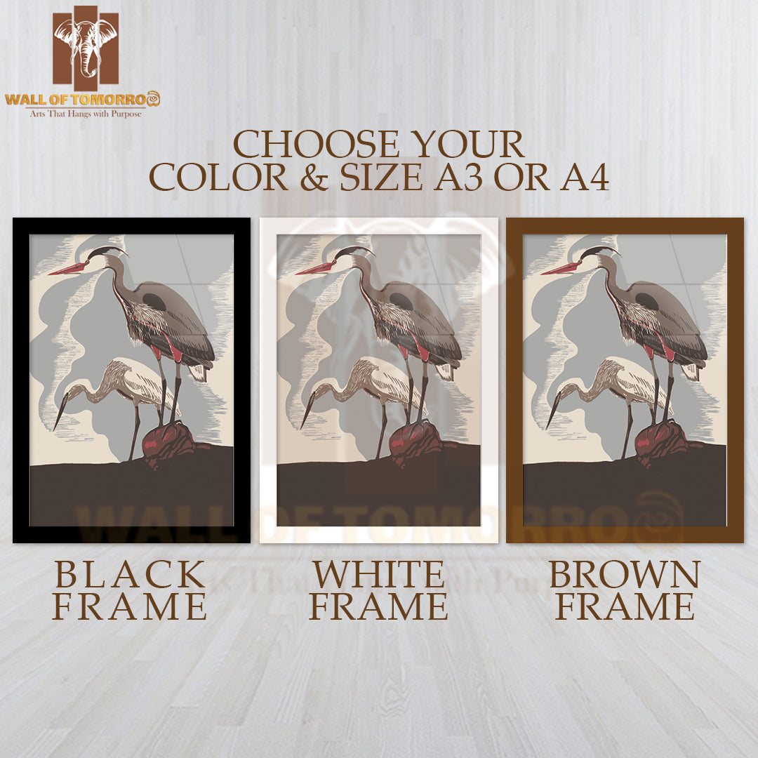Two Birds Perched on a Rock, Surrounded by a Natural Landscape High Quality Glass Frame Wall Décors in Sri Lanka