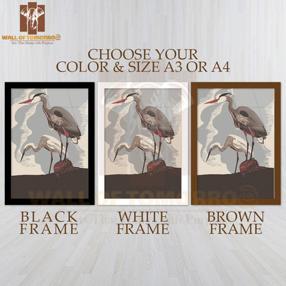 Two Birds Perched on a Rock, Surrounded by a Natural Landscape High Quality Glass Frame Wall Décors in Sri Lanka
