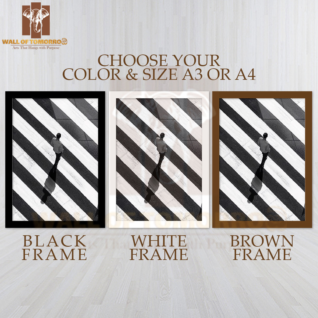 Alone On the Crossing B&W High Quality Glass Frame Wall Décor