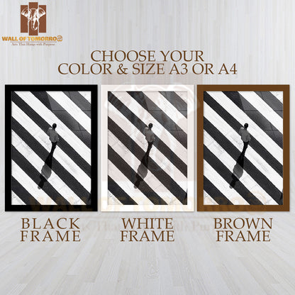 Alone On the Crossing B&W High Quality Glass Frame Wall Décor