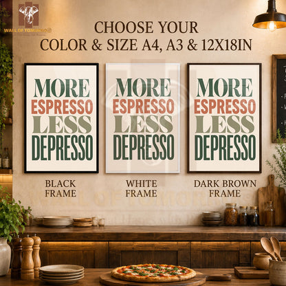 More Espresso, Less Depresso Kitchen & Restaurant High Quality Glass Frame Wall Décors in Sri Lanka