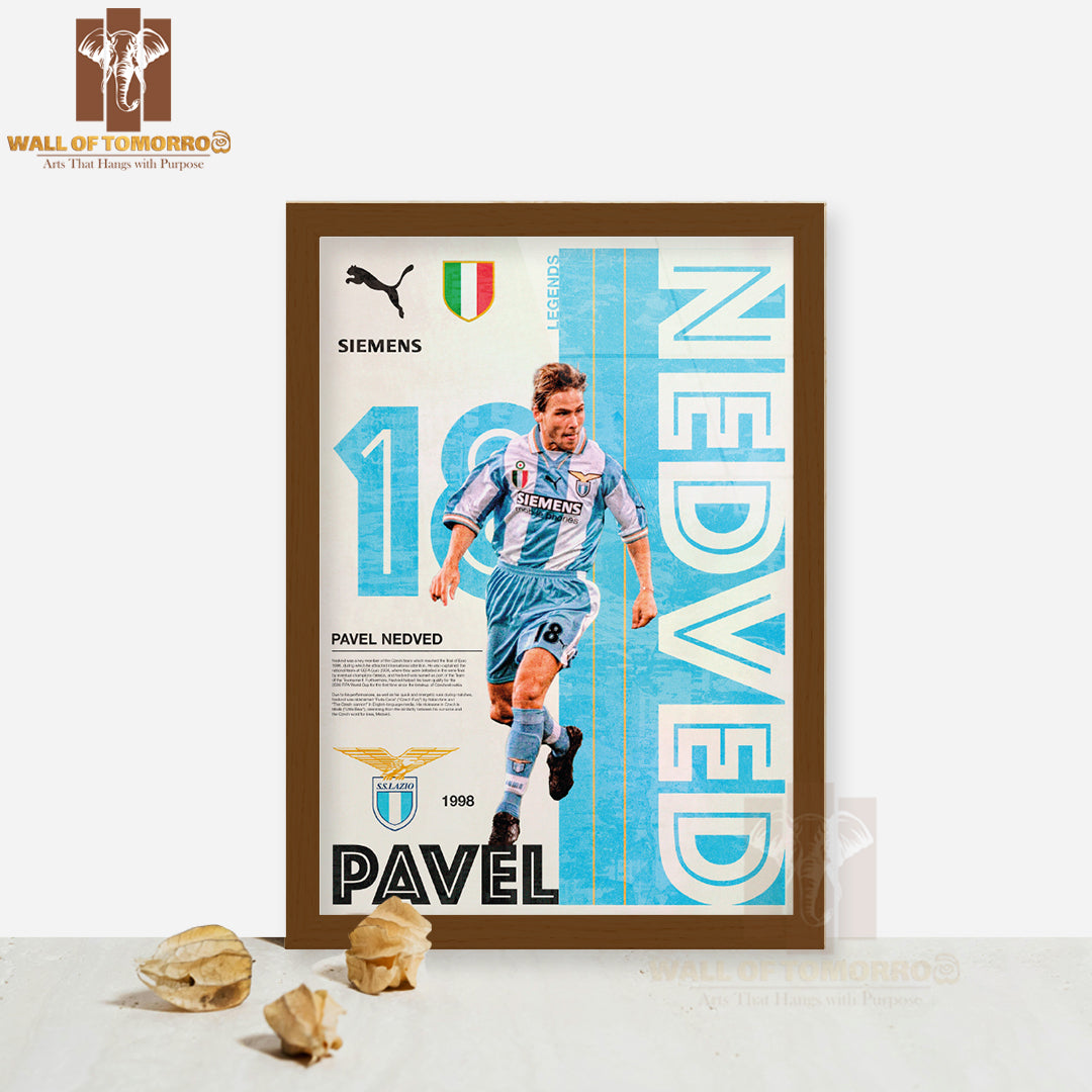 Famous Soccer Player in Blue Sports High Quality Glass Frame Wall Décor