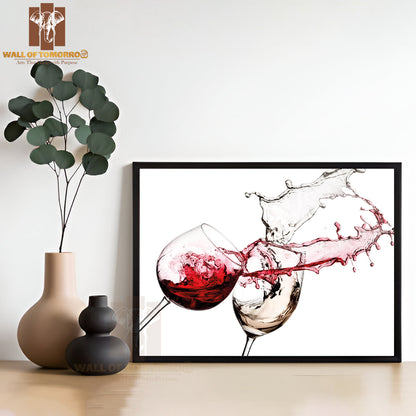 Red And White Wine Splash with Drops High Quality Unframed Poster Print & Waterproof Poster Print Wall Décor