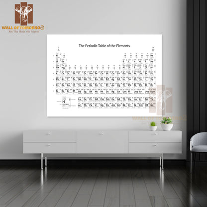 Black And White Monochrome Periodic Table Educational High Quality Unframed Poster Print & Waterproof Poster Print Wall Décor