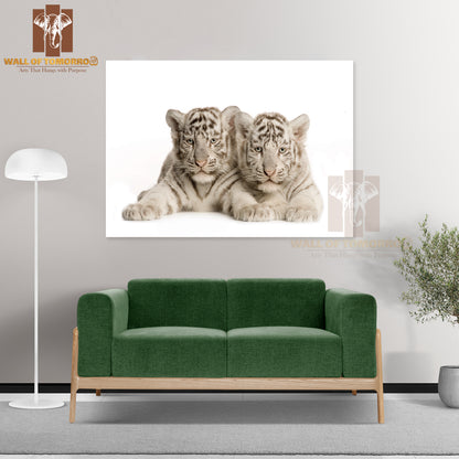 Two White Tiger Cubs High Quality Unframed Poster Print & Waterproof Poster Print Wall Décor