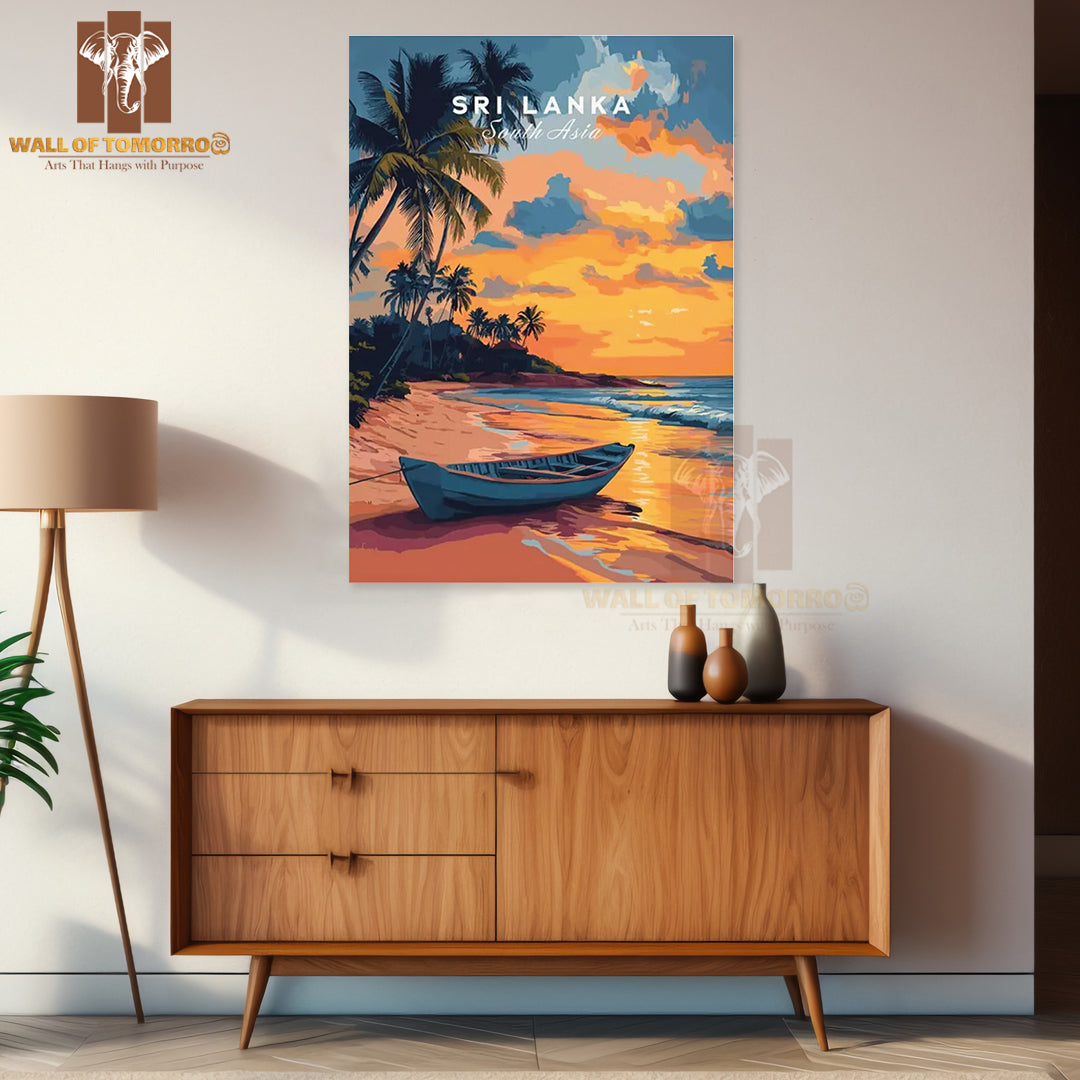 Sri Lanka Sunset Art, Tropical Beach Travel High Quality Unframed Poster Print & Waterproof Poster Print Wall Décor