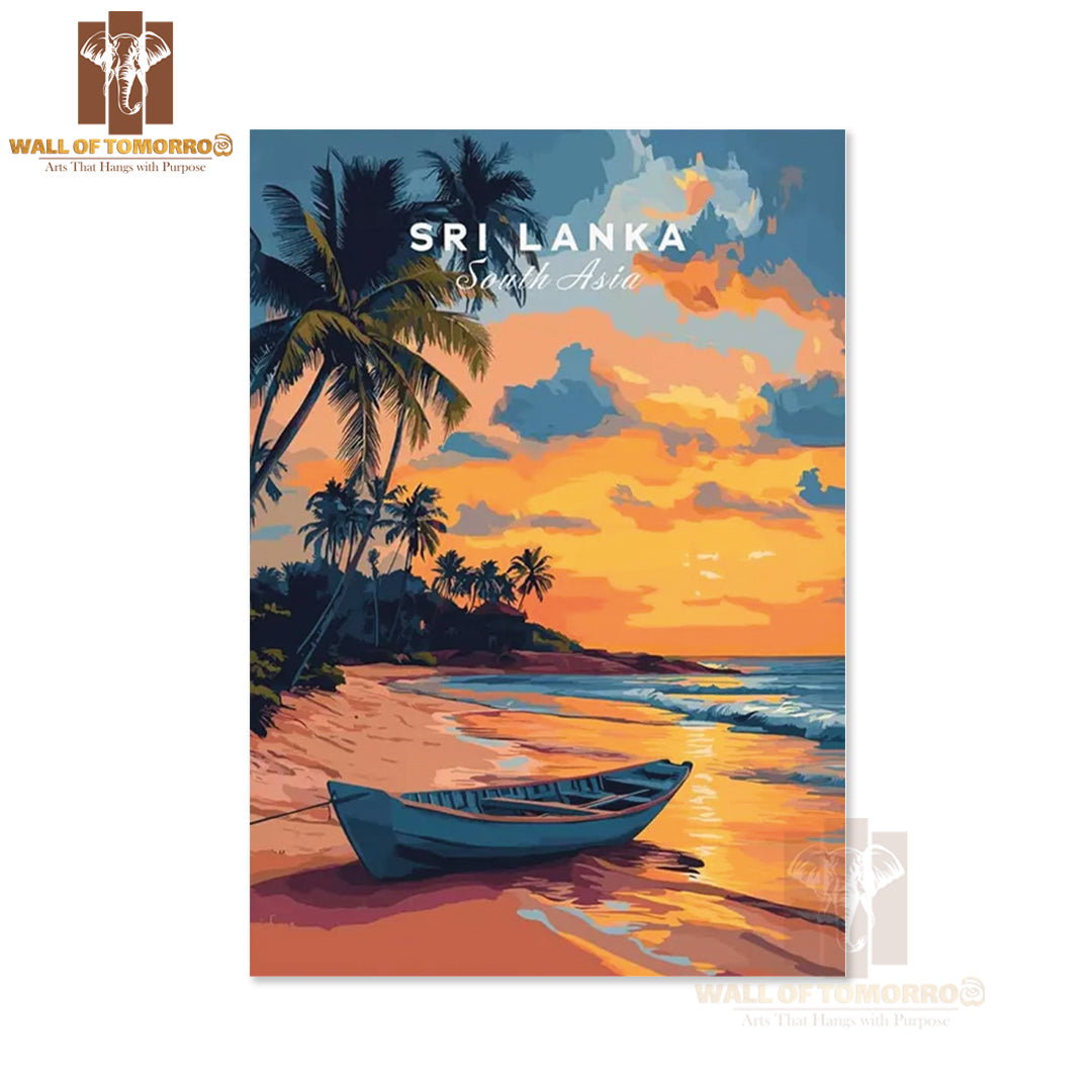 Sri Lanka Sunset Art, Tropical Beach Travel High Quality Unframed Poster Print & Waterproof Poster Print Wall Décor