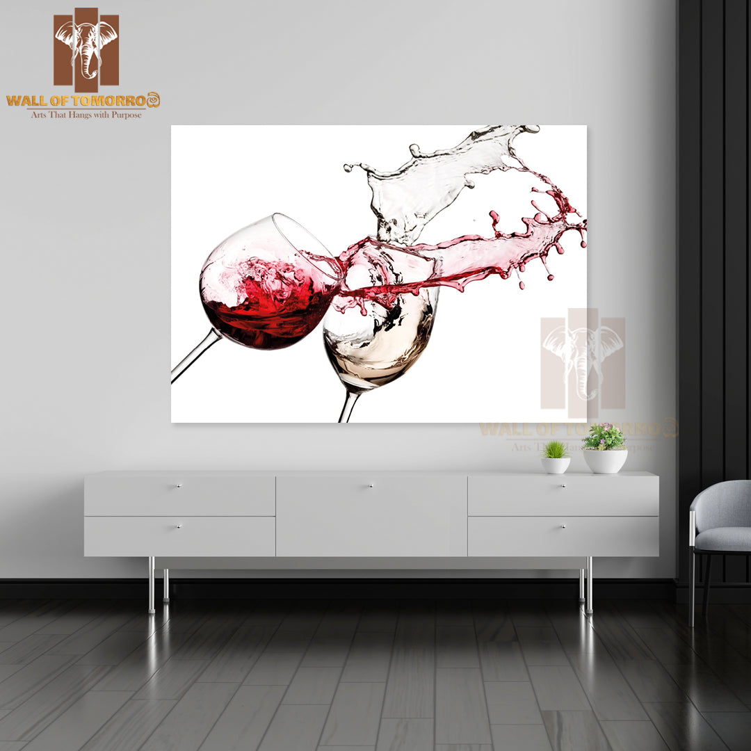 Red And White Wine Splash with Drops High Quality Unframed Poster Print & Waterproof Poster Print Wall Décor