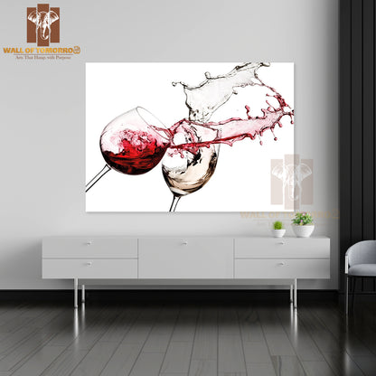 Red And White Wine Splash with Drops High Quality Unframed Poster Print & Waterproof Poster Print Wall Décor