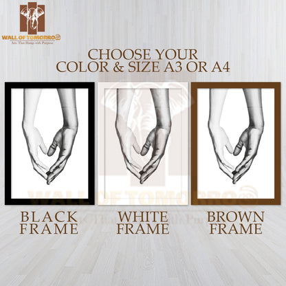 Hands Black and White Combination High Quality Glass Frame Wall Décor