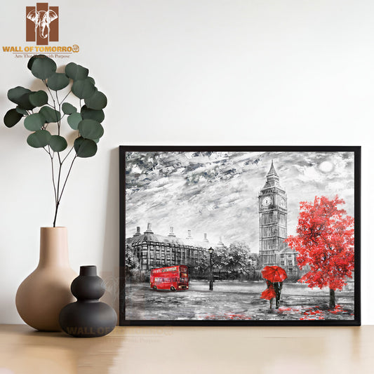 Oil Painting Big Ben Street View of London High Quality Unframed Poster Print & Waterproof Poster Print Wall Décor