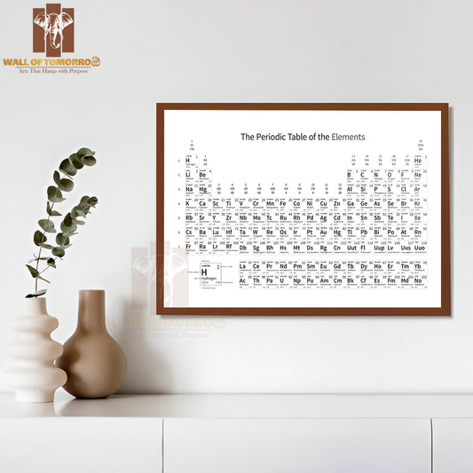 Black And White Monochrome Periodic Table Educational High Quality Unframed Poster Print & Waterproof Poster Print Wall Décor