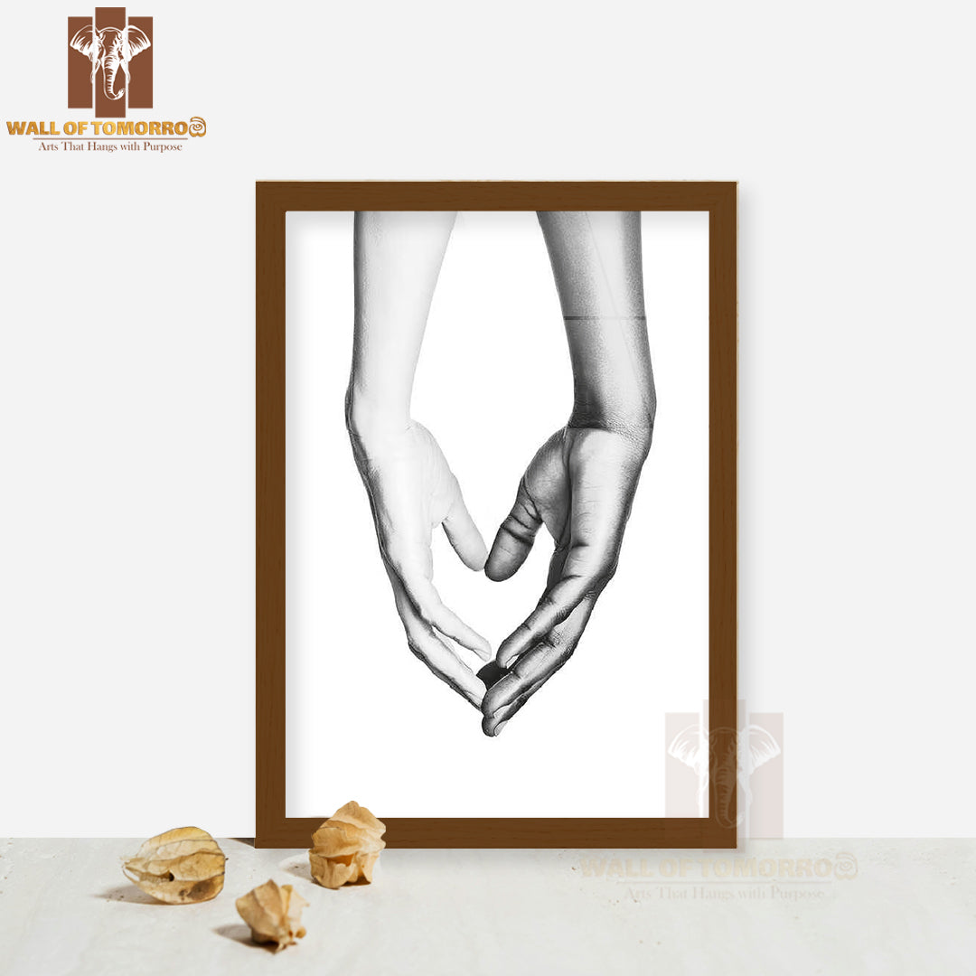 Hands Black and White Combination High Quality Glass Frame Wall Décor