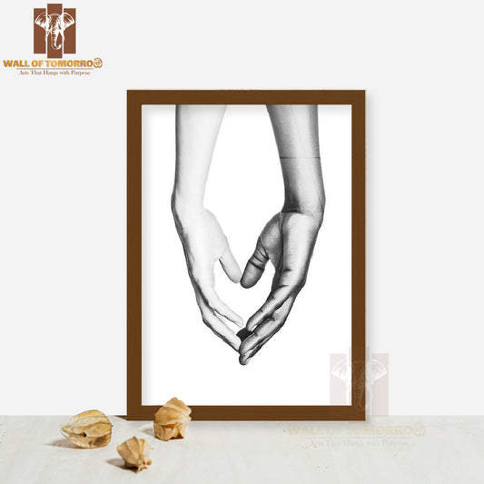 Hands Black and White Combination High Quality Glass Frame Wall Décor
