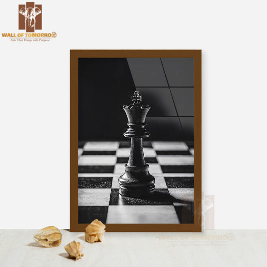 Chess Sovereign B&W High Quality Glass Frame Wall Décor