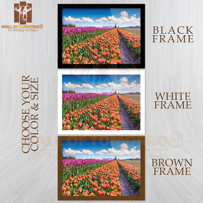 Tulip Farm Near the Creil Town, Beautiful Outdoor Scenery in Netherlands High Quality Unframed Poster Print & Waterproof Poster Print Wall Décor
