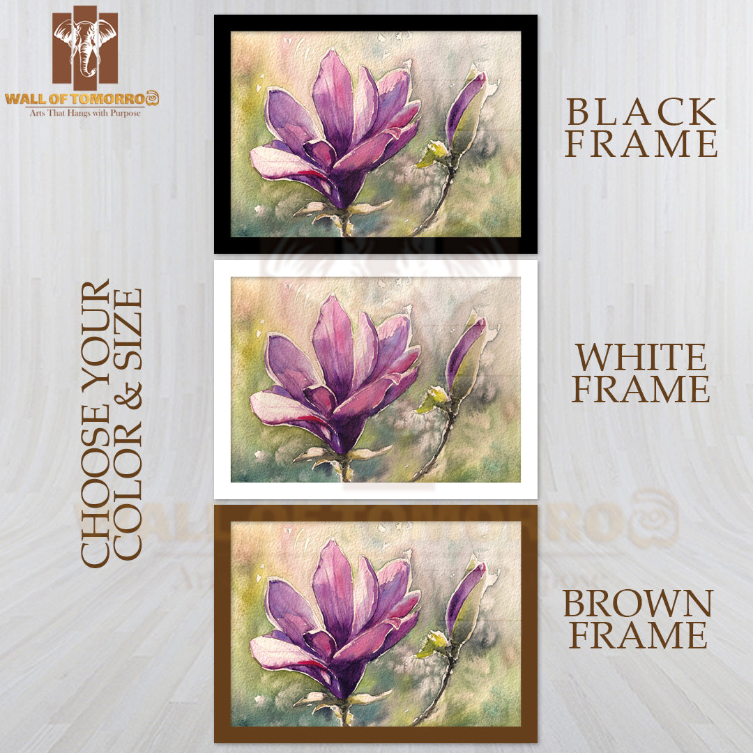 Magnolia Flower Watercolor Painting High Quality Unframed Poster Print & Waterproof Poster Print Wall Décor