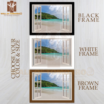 Large Beach Window Scenery Blue Sea High Quality Unframed Poster Print & Waterproof Poster Print Wall Décor
