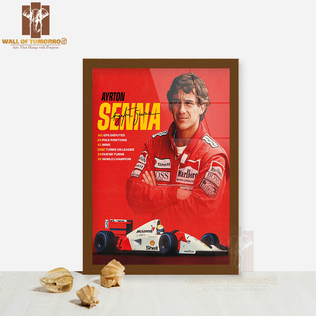 Famous Racer, Iconic Formula 1 Driver Sports High Quality Glass Frame Wall Décor
