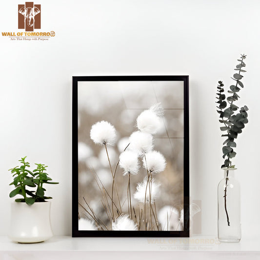 Cottongrass Faded High Quality Glass Frame Wall Décor