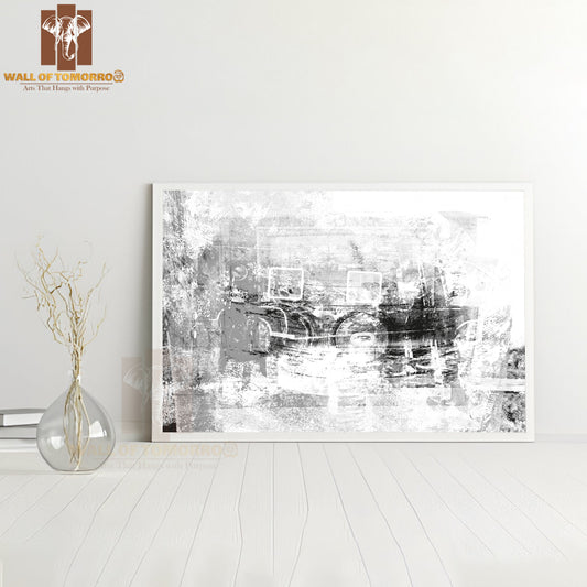 Grunge B&W Paint High Quality Glass Frame Wall Décor