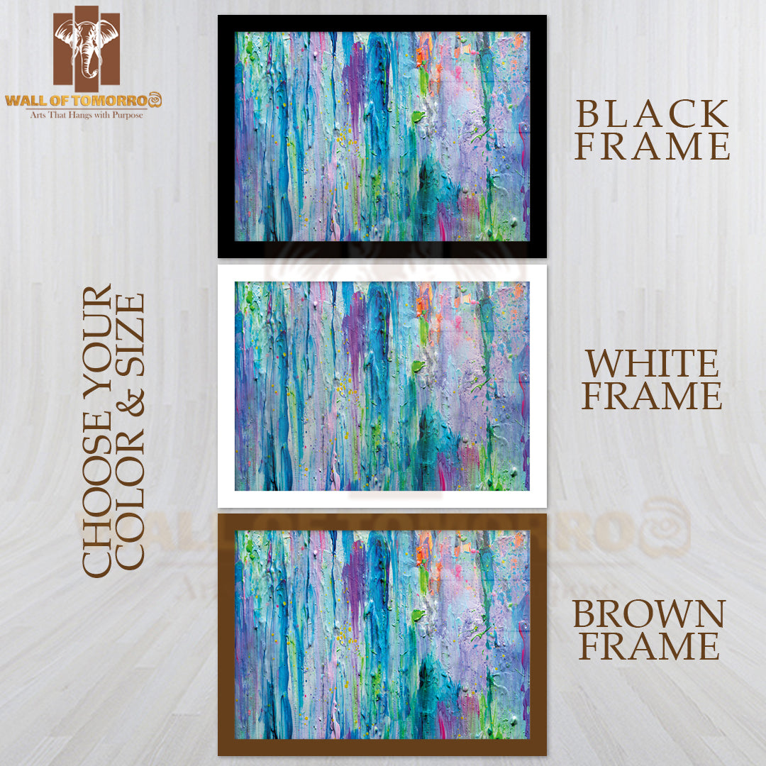 Abstract Colorful Painting in Blue, Turquoise and Mint Tones High Quality Unframed Poster Print & Waterproof Poster Print Wall Décor