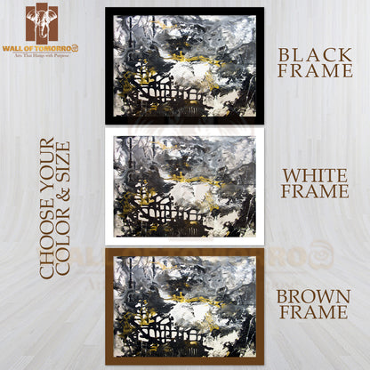 Abstract Hand Painted Black and White with Gold High Quality Unframed Poster Print & Waterproof Poster Print Wall Décor