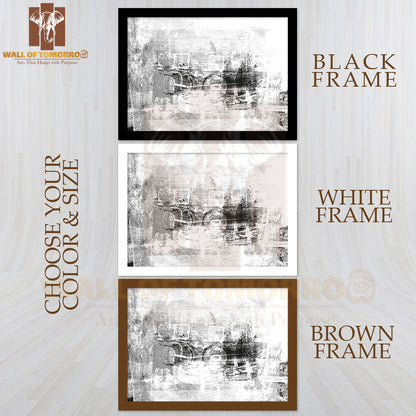 Grunge B&W Paint High Quality Glass Frame Wall Décor
