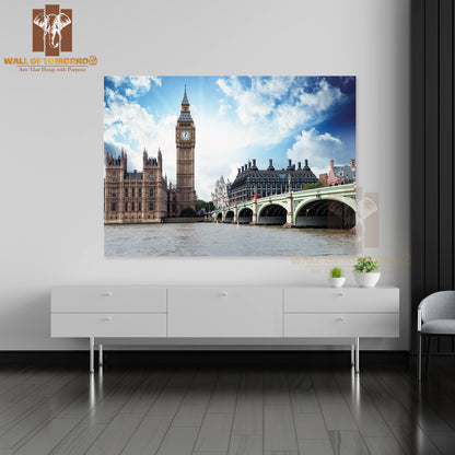 The Big Ben, The Houses of Parliament and Westminster Bridge in London High Quality Unframed Poster Print & Waterproof Poster Print Wall Décor