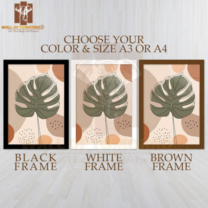 Drawing Of a Leaf Adorned with Small Dots High Quality Glass Frame Wall Décors in Sri Lanka