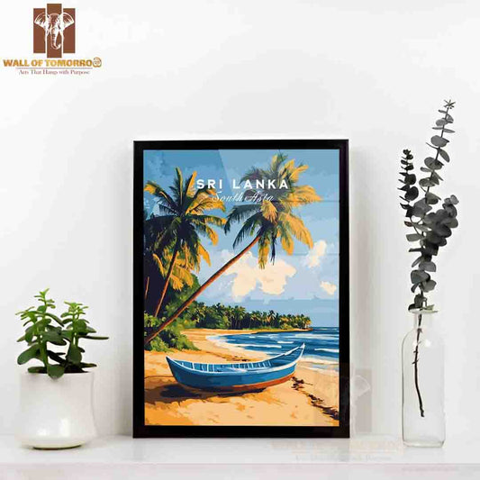 Sri Lanka Beach Scene Travel High Quality Glass Frame Wall Décor