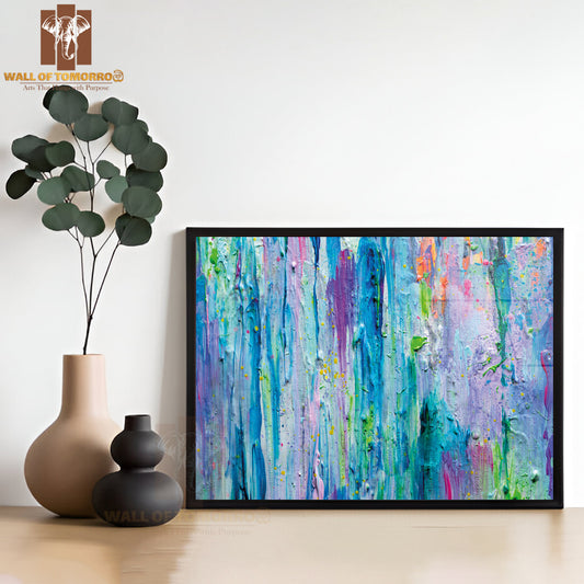 Abstract Colorful Painting in Blue, Turquoise and Mint Tones High Quality Unframed Poster Print & Waterproof Poster Print Wall Décor