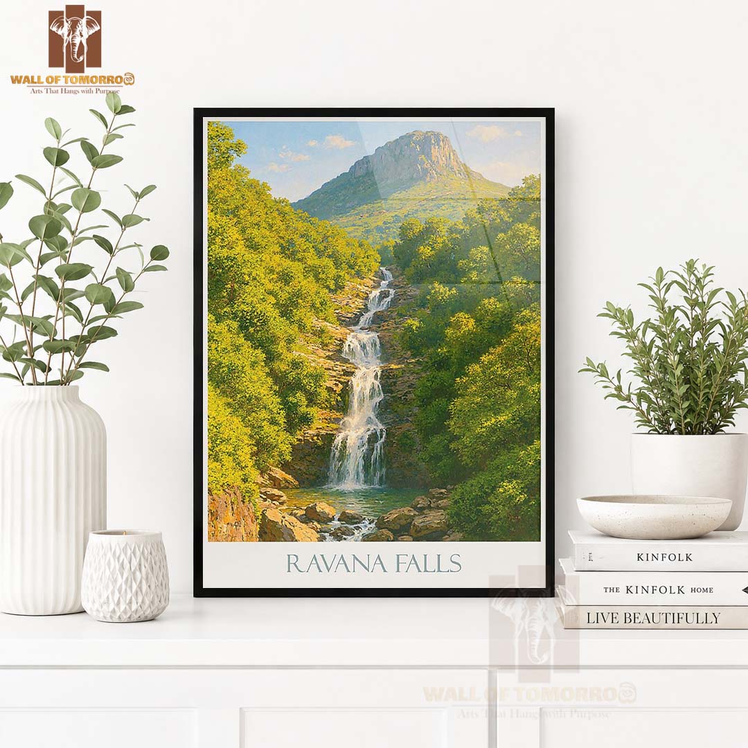 Ravana Falls Sri Lanka Travel High Quality Glass Frame Wall Décor