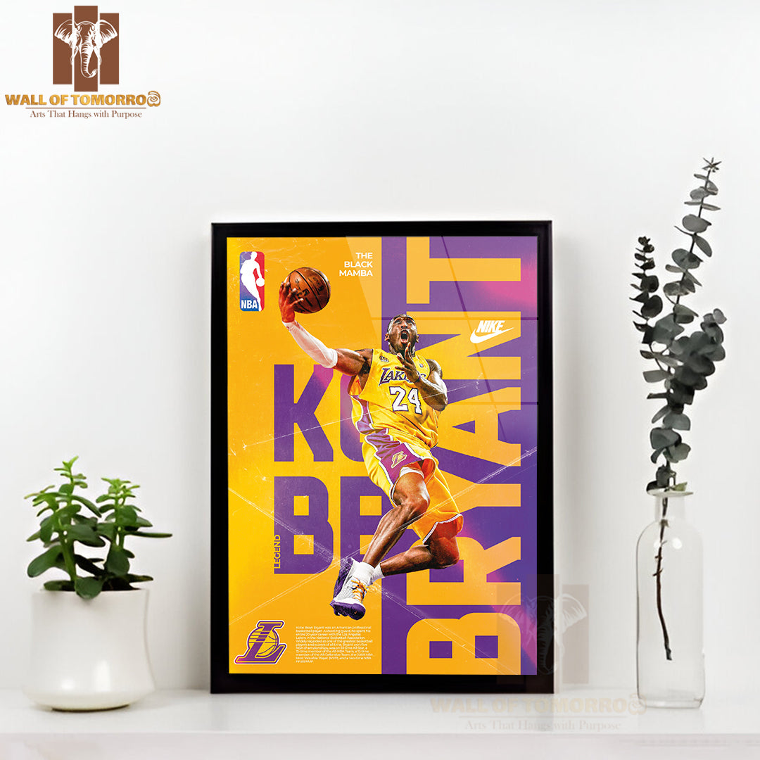 Famous Basketball Team Player Highlighting His Legacy Sports High Quality Glass Frame Wall Décor