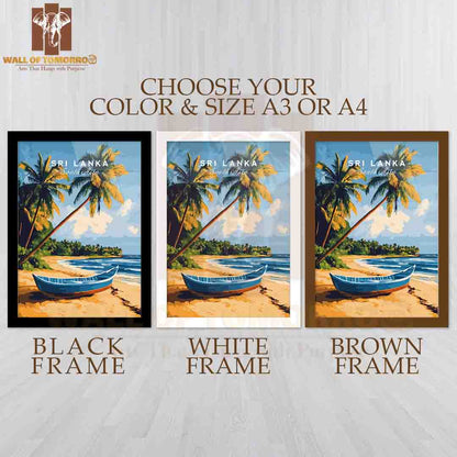 Sri Lanka Beach Scene Travel High Quality Glass Frame Wall Décor