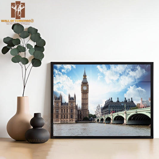 The Big Ben, The Houses of Parliament and Westminster Bridge in London High Quality Unframed Poster Print & Waterproof Poster Print Wall Décor