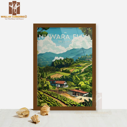 Nuwara Eliya  - Tea Fields , Sri Lanka Travel High Quality Glass Frame Wall Décor