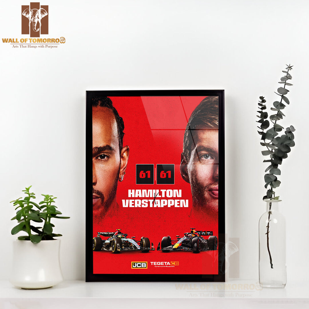Most Two Famous Racing Drivers F1 Sports High Quality Glass Frame Wall Décor