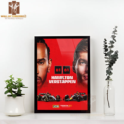 Most Two Famous Racing Drivers F1 Sports High Quality Glass Frame Wall Décor