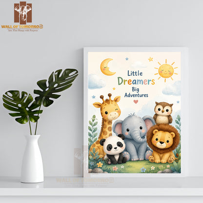 Little Dreamers Big Adventures Kids High Quality Glass Frame Wall Décor