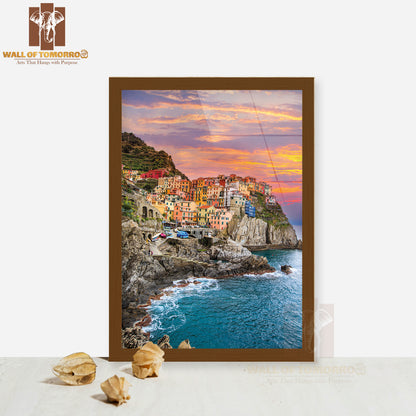 Cinque Terre Italy Travel Destination High Quality Glass Frame Wall Décor