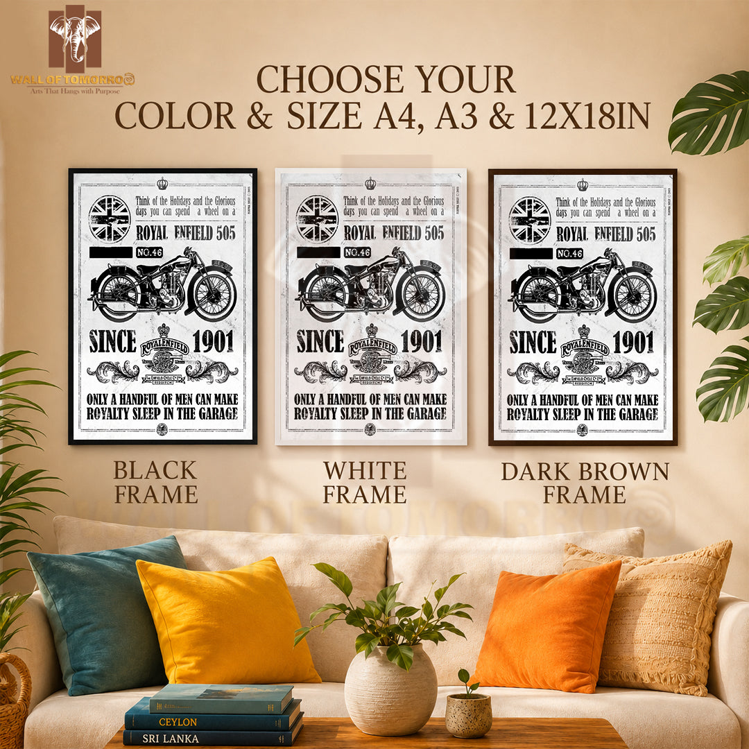 Royal Enfield 505, Since 1901 Motor Bike High Quality Glass Frame Wall Décor in Sri Lanka