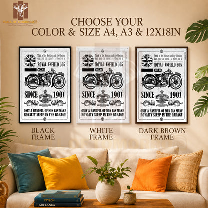 Royal Enfield 505, Since 1901 Motor Bike High Quality Glass Frame Wall Décor in Sri Lanka